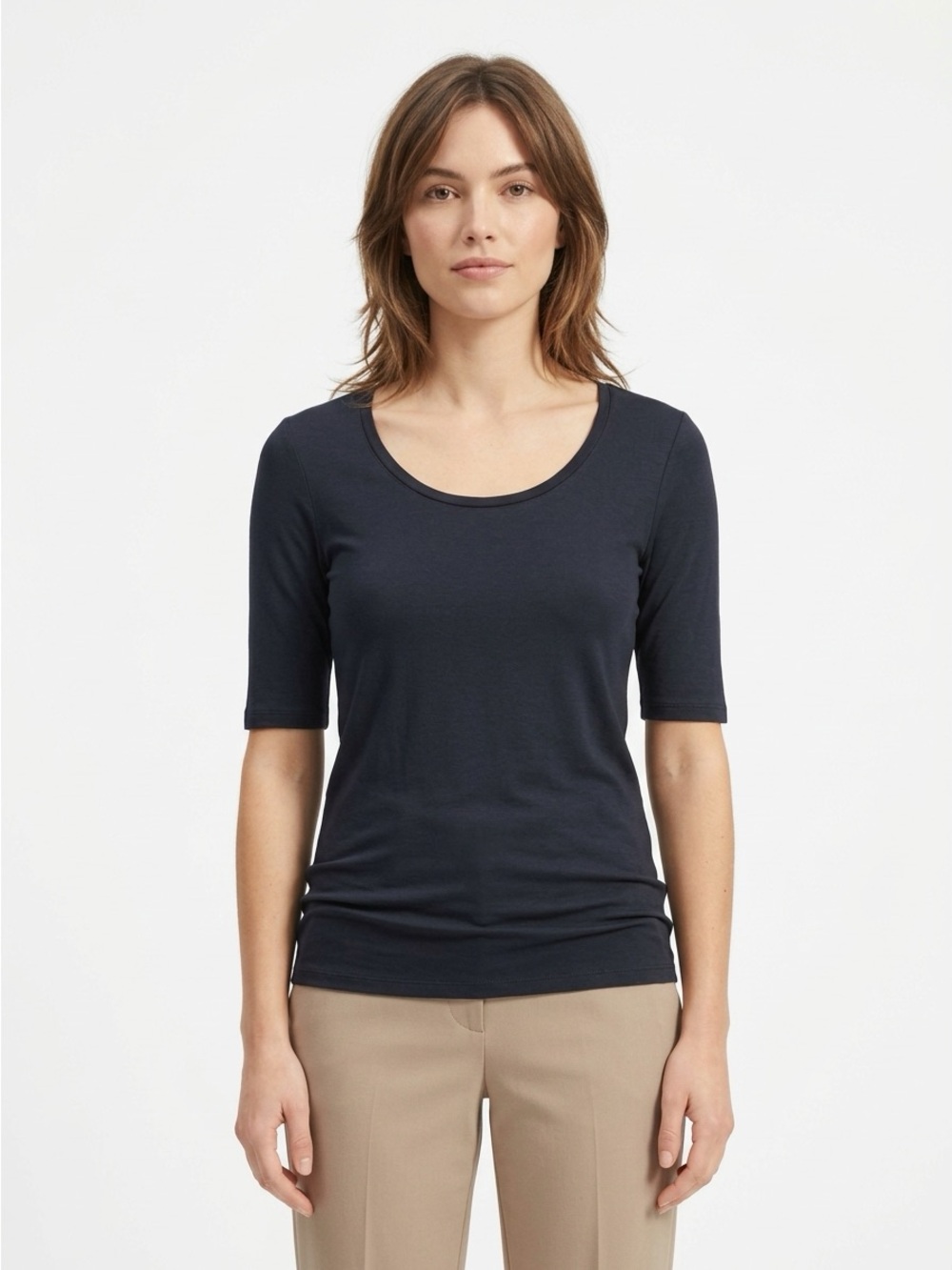 Everlane Pima Micro Rib Scoop Neck T Shirt Cotton Black XS